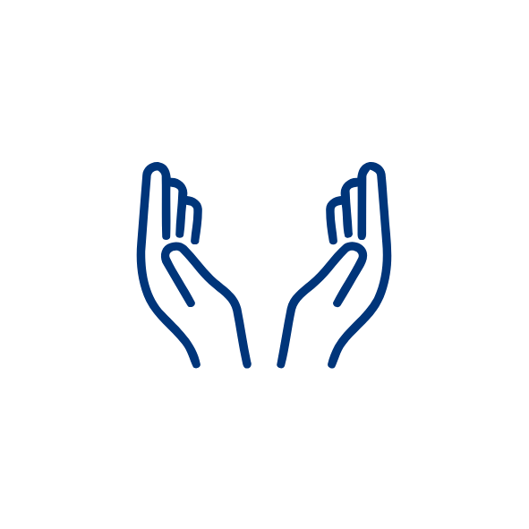 osteopathie-haende Icon zweier Hände zur Visualisierung einer Osteopathiebehandlung.